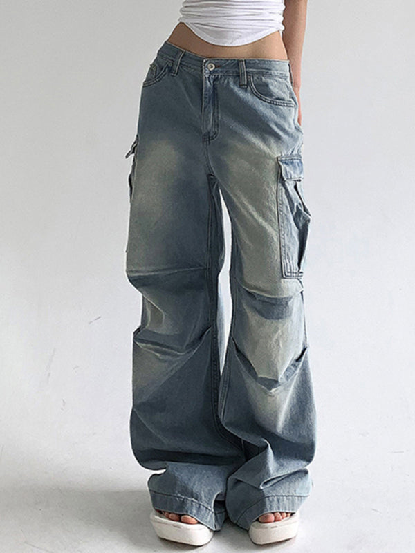 Distressed Cargo Pocket Jeans