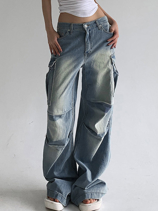 Distressed Cargo Pocket Jeans