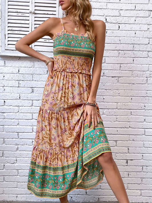 Bohemian Smocked Tiered Dress