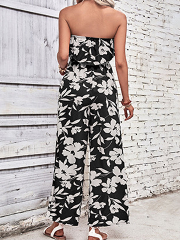 Floral Print Tube Jumpsuit