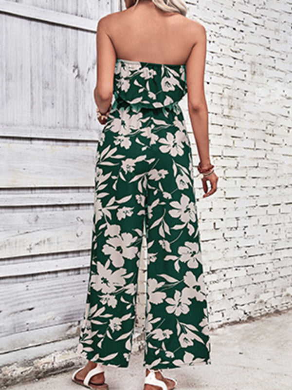 Floral Print Tube Jumpsuit