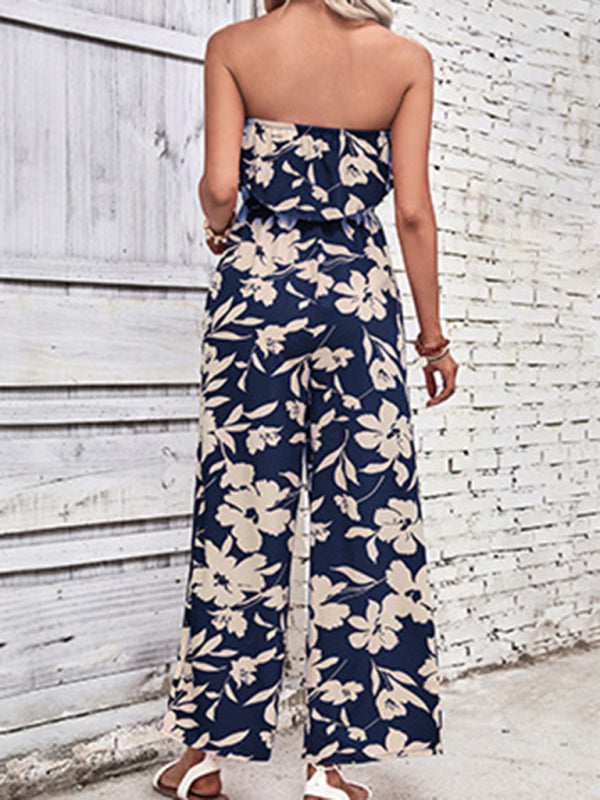 Floral Print Tube Jumpsuit