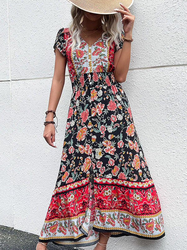 Printed Smocked-Waist Dress