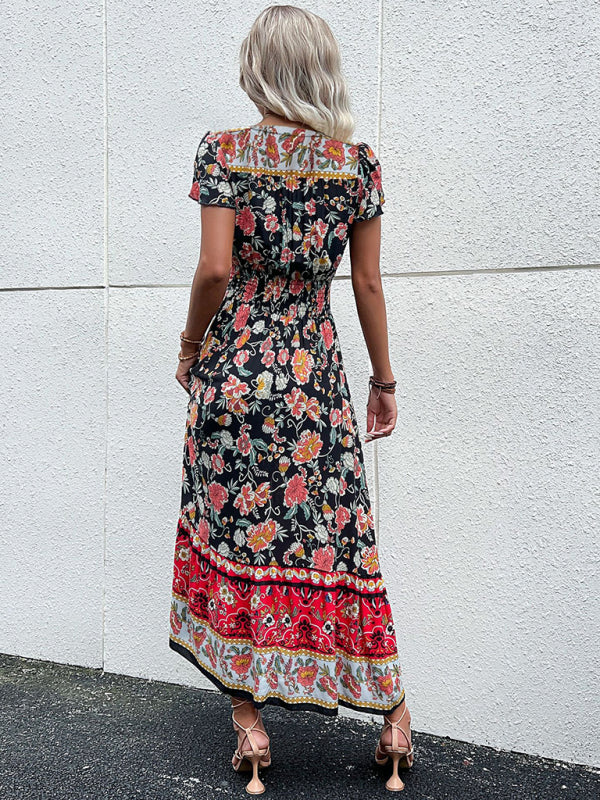 Printed Smocked-Waist Dress