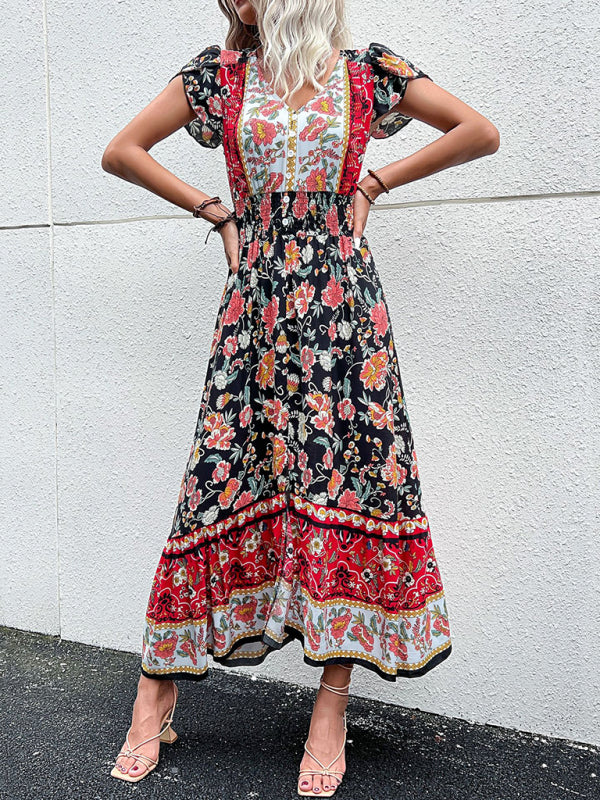 Printed Smocked-Waist Dress