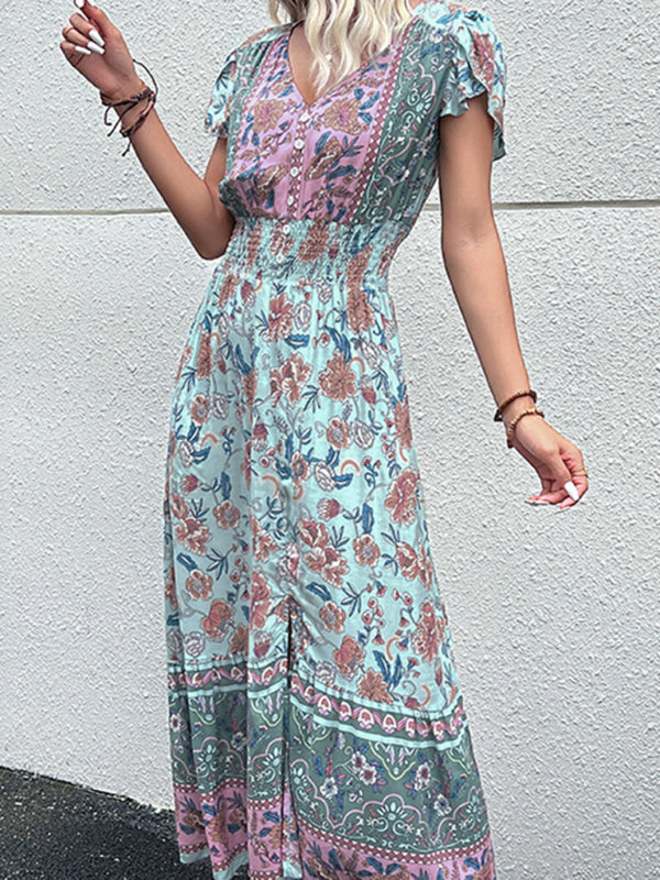 Printed Smocked-Waist Dress