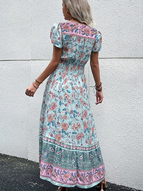 Printed Smocked-Waist Dress