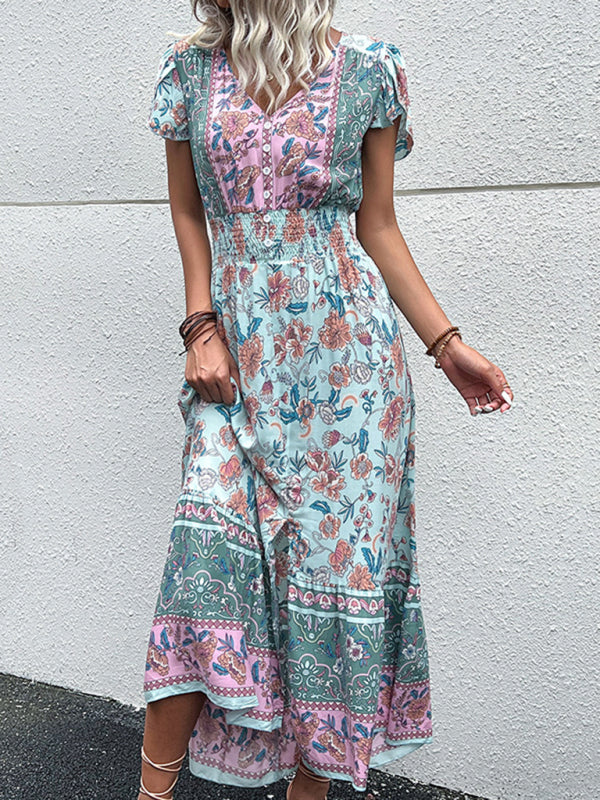 Printed Smocked-Waist Dress