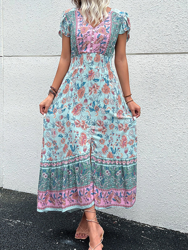 Printed Smocked-Waist Dress