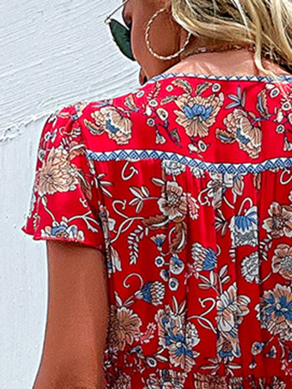 Printed Smocked-Waist Dress