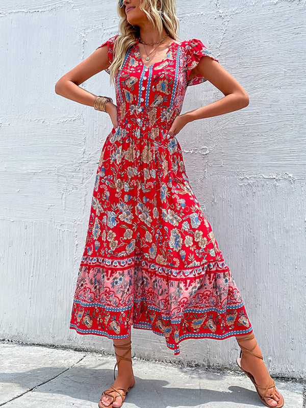 Printed Smocked-Waist Dress