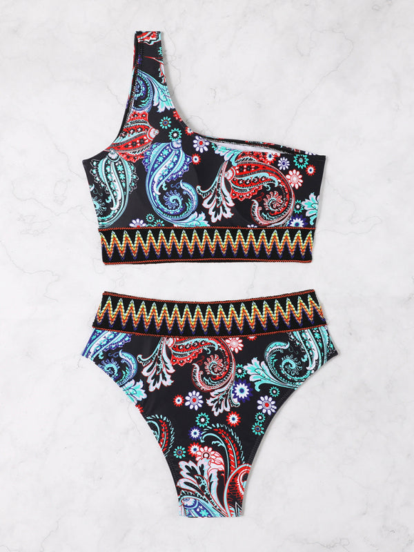 Stitch Trim One-Shoulder Bikini Set