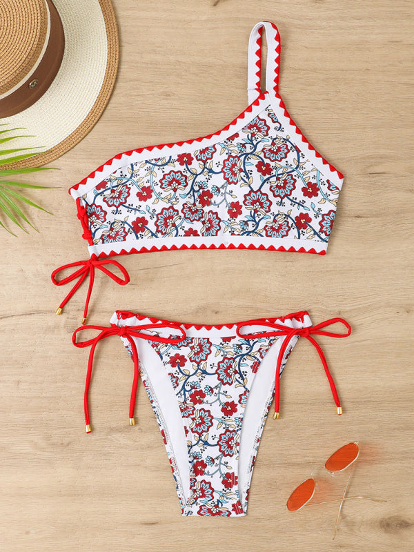 One-Shoulder Floral Bikini Set