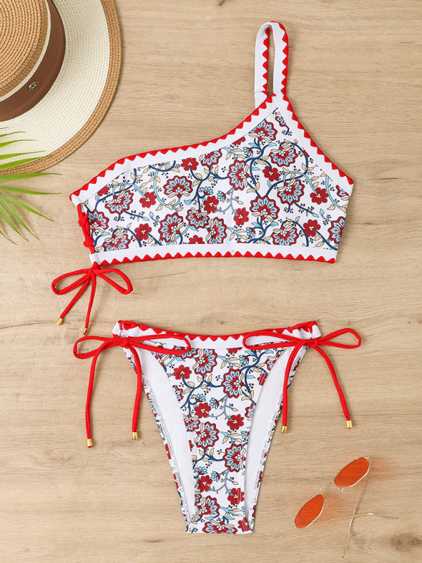 One-Shoulder Floral Bikini Set