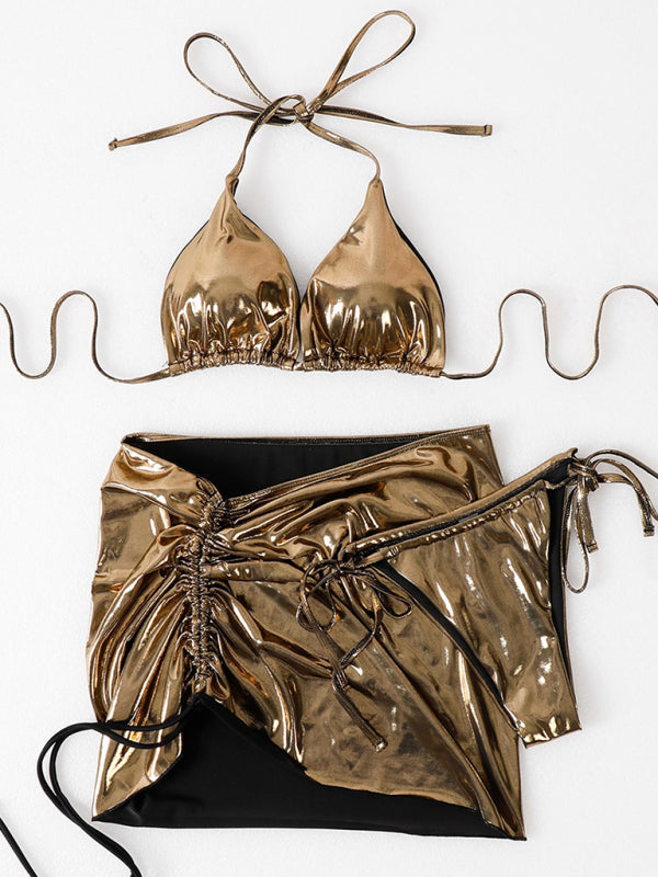 Metallic Slider Triangle Bikini Set