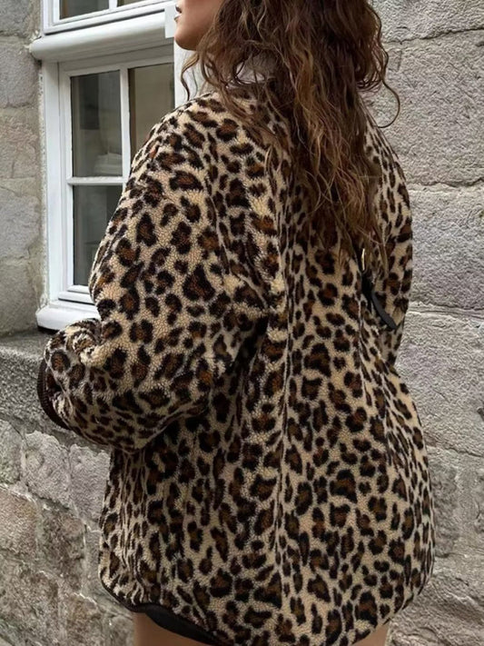 Leopard Print Fleece Jacket