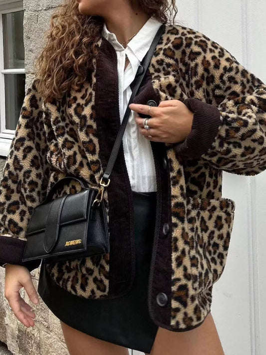 Leopard Print Fleece Jacket
