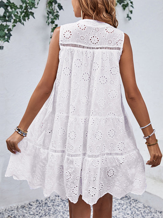 Sleeveless Eyelet Mini Dress