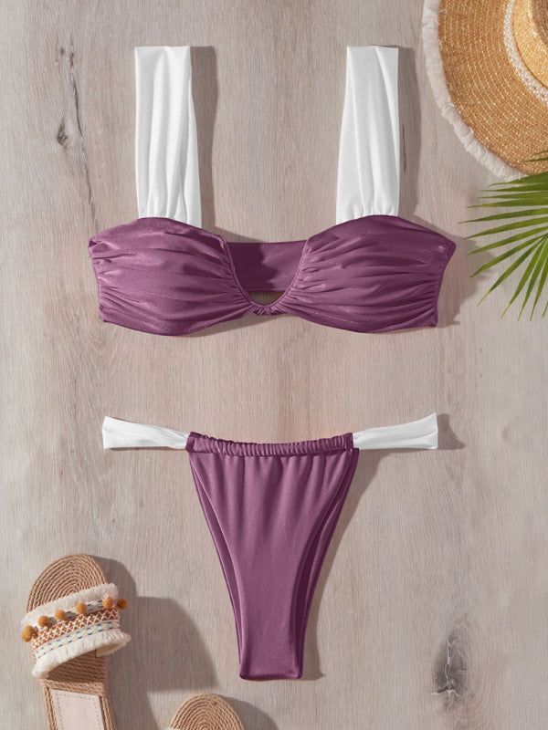 V-Wire Pleated Bikini Set