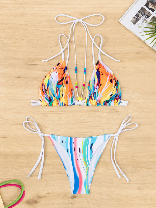 Beaded Triangle Bikini Set