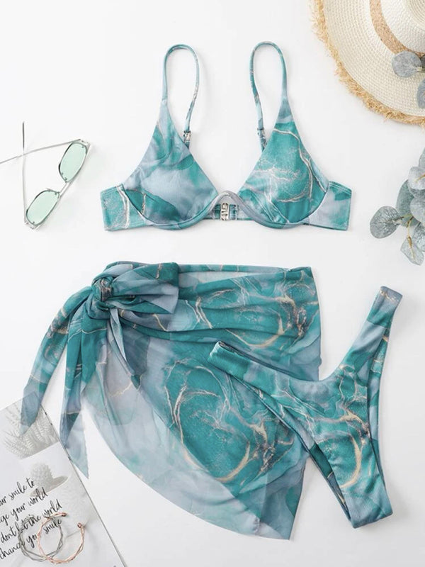 Marble Print Bikini Set