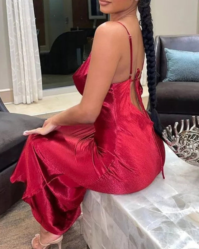 Satin Open-Back Dress