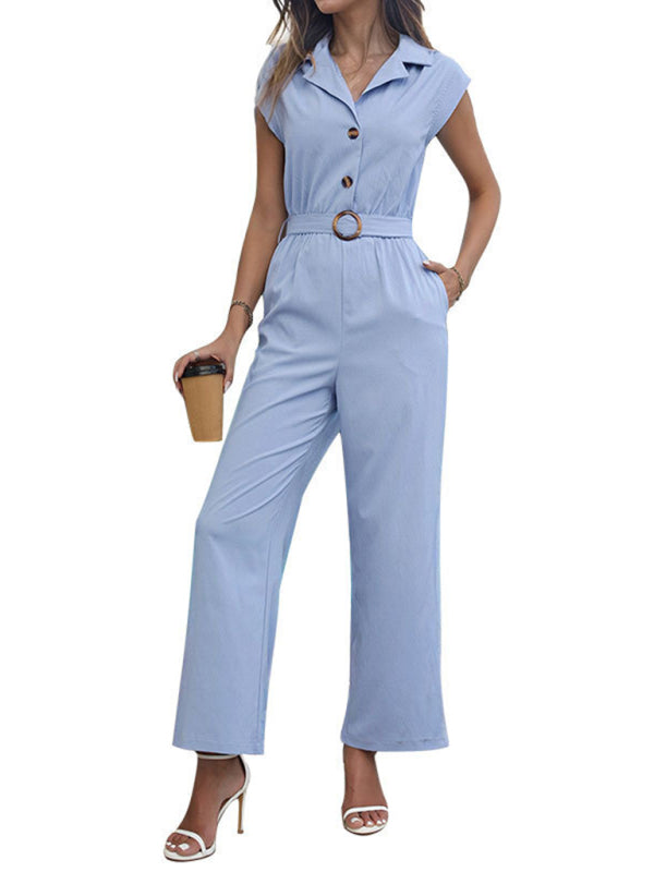 Notched Collar Jumpsuit