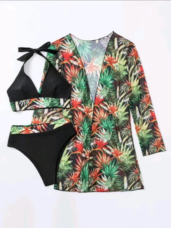 Tropical-Print Bikini Set