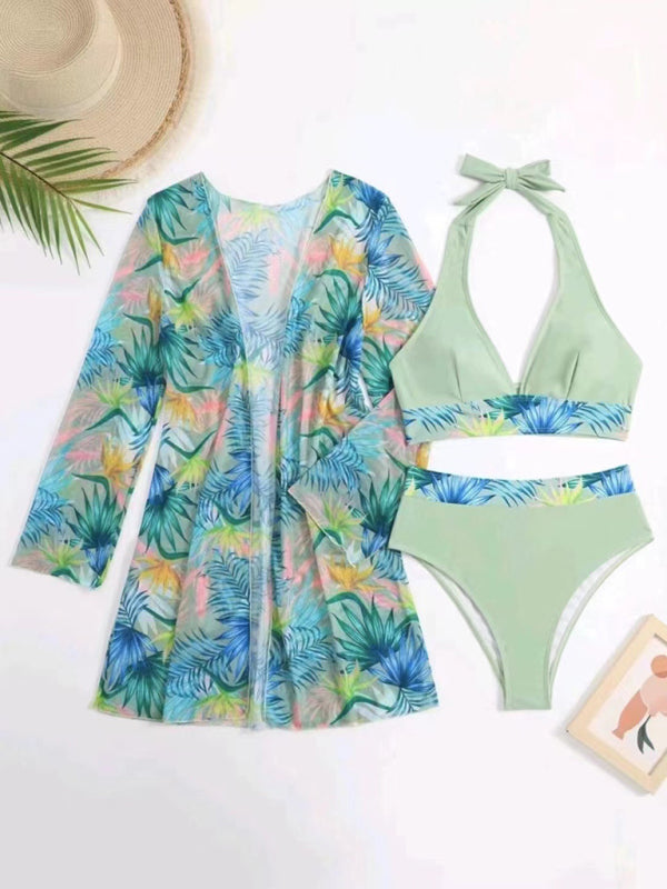 Tropical-Print Bikini Set