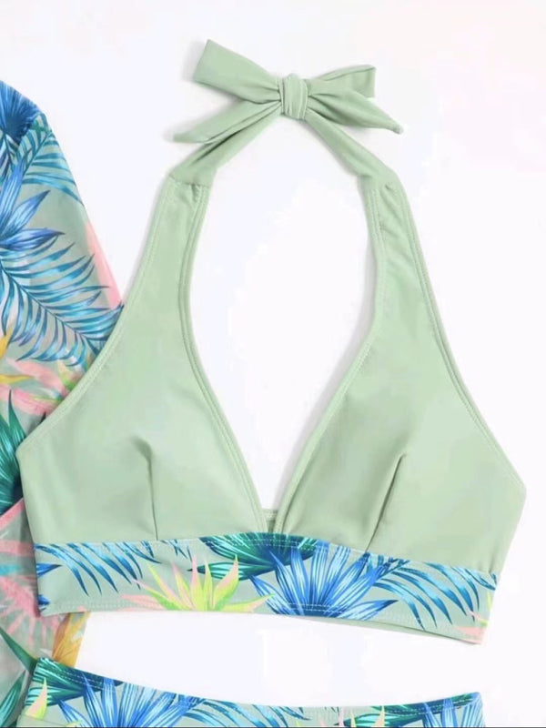 Tropical-Print Bikini Set