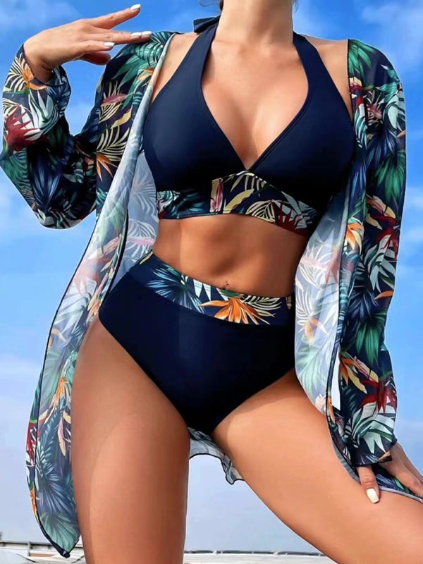 Tropical-Print Bikini Set