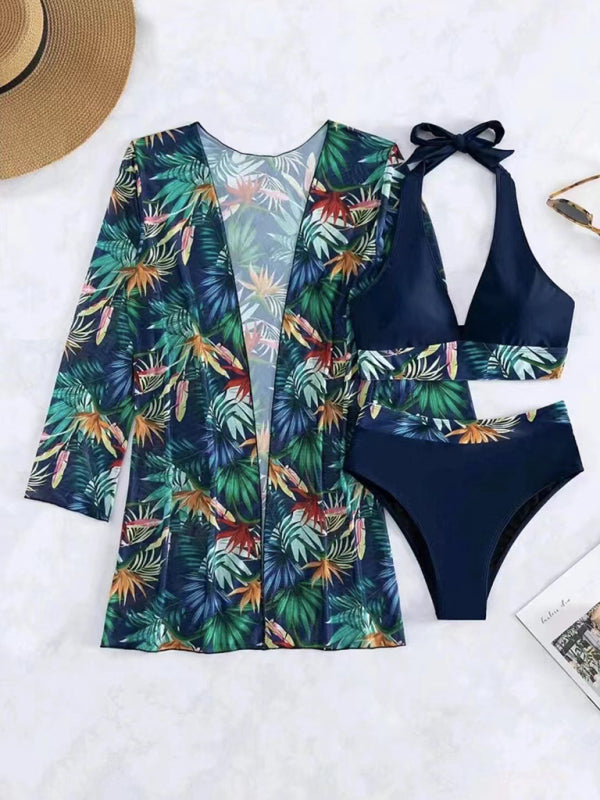 Tropical-Print Bikini Set