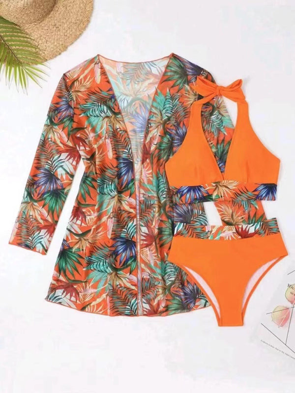 Tropical-Print Bikini Set