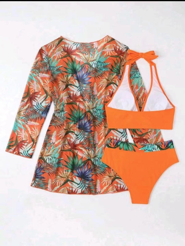 Tropical-Print Bikini Set