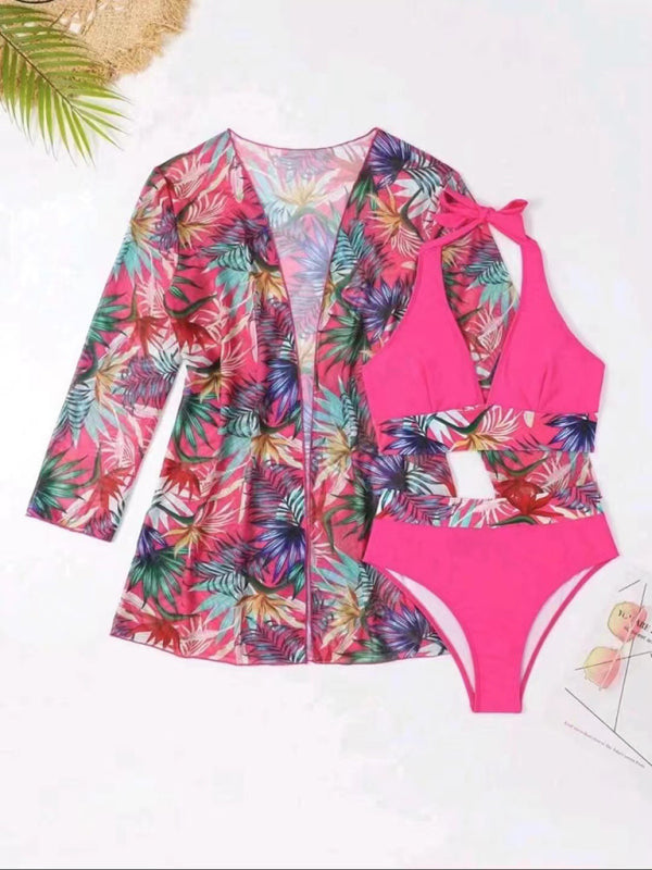 Tropical-Print Bikini Set