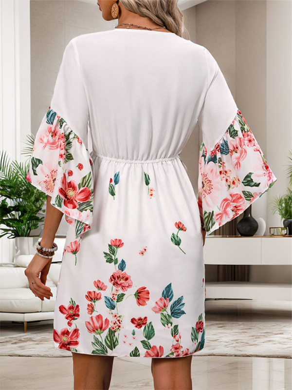 Floral Butterfly Sleeve Dress