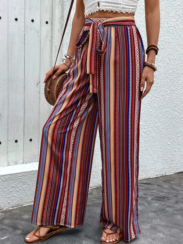 Striped Wide-Leg Pants