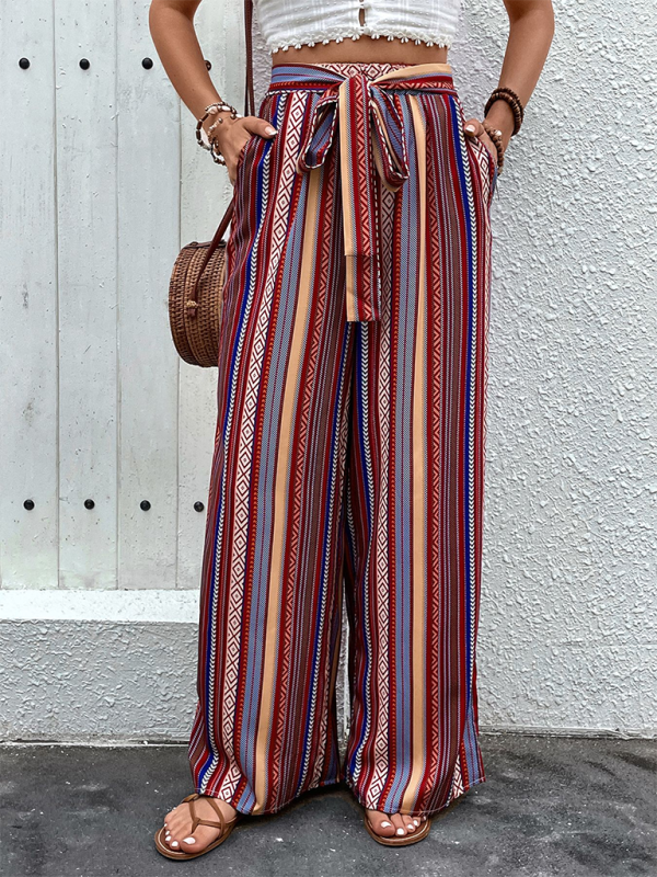 Striped Wide-Leg Pants