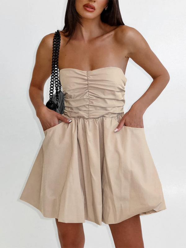 Bubble-Hem Strapless Dress