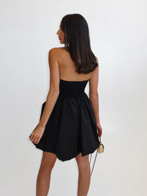 Bubble-Hem Strapless Dress