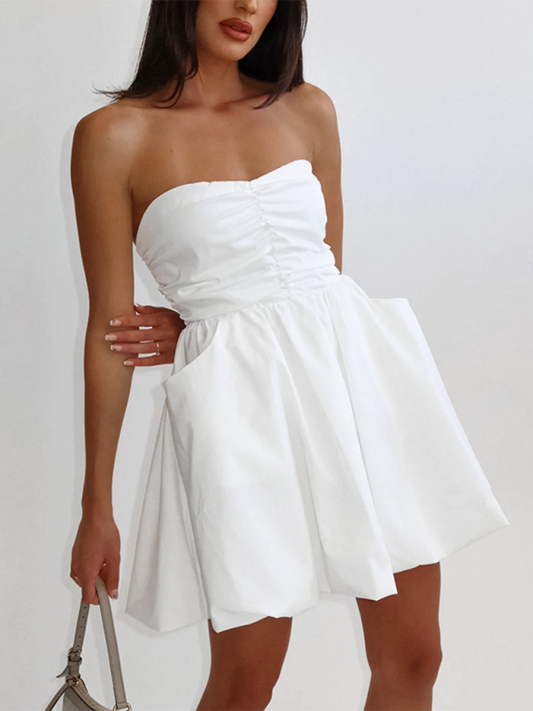 Bubble-Hem Strapless Dress