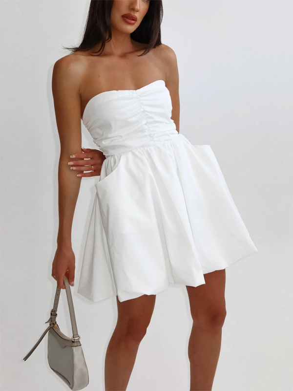 Bubble-Hem Strapless Dress