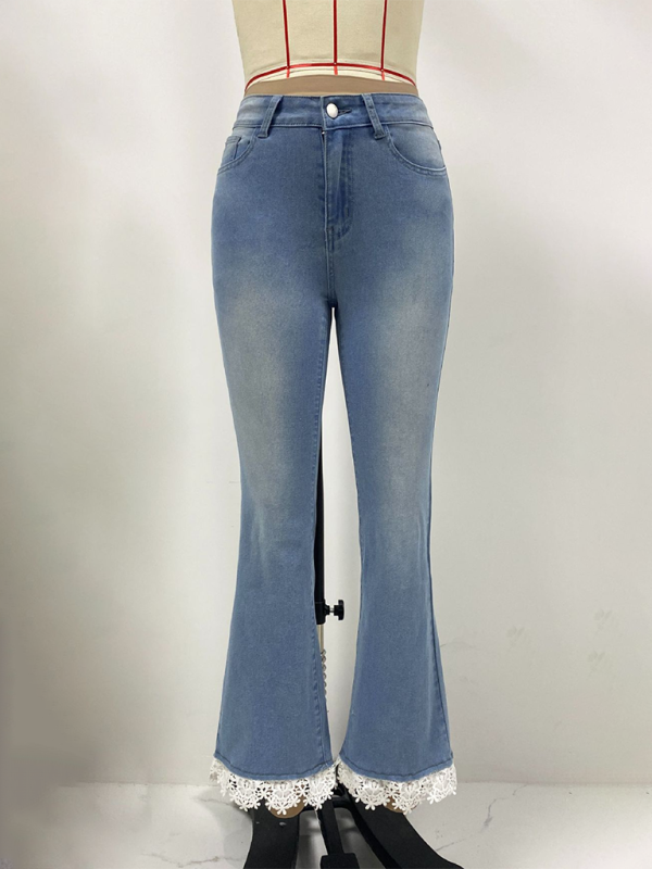 Crochet Trim Slim Fit Jeans