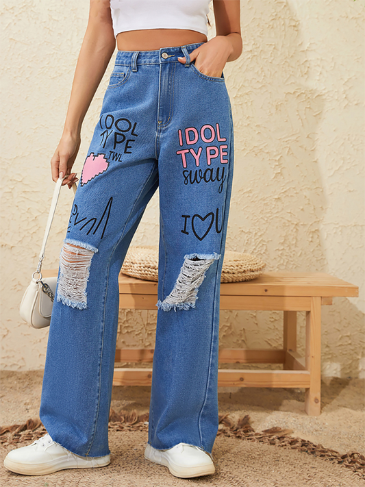 Oversize Denim Graffiti Jean