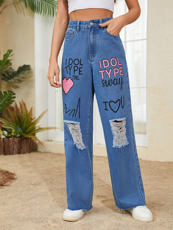 Oversize Denim Graffiti Jean