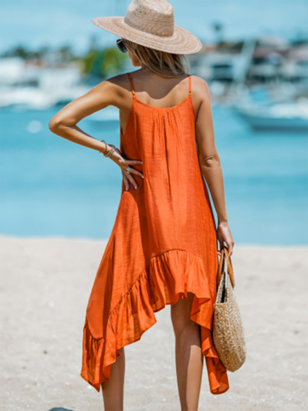 Ruffle Asymmetrical-Hem Dress