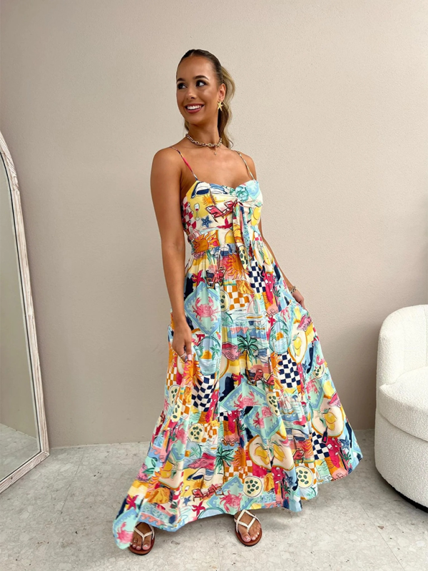 Tropical Print Keyhole Dress