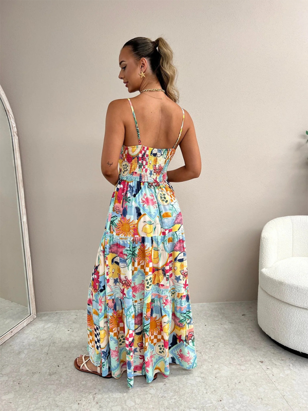 Tropical Print Keyhole Dress