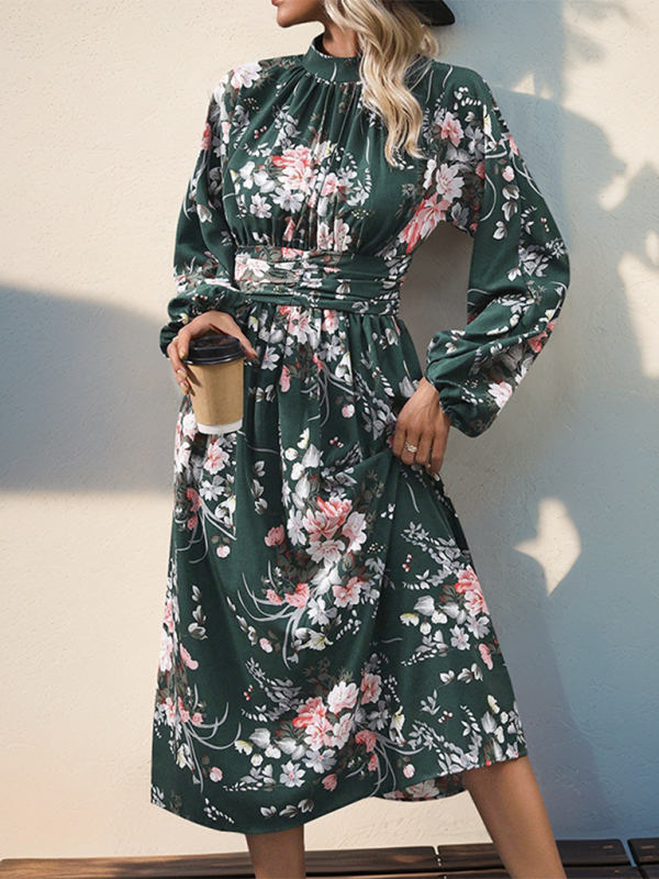 Long-Sleeve Ruched Dress