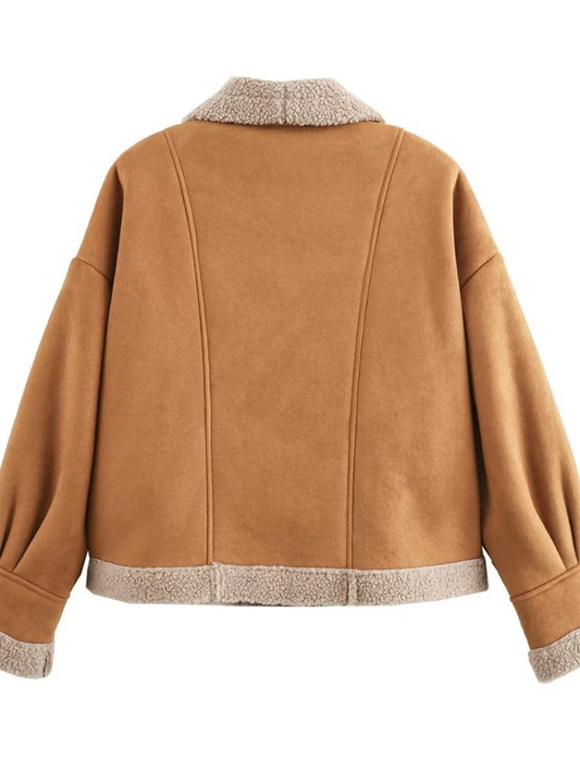 Faux Suede Shearling Jacket